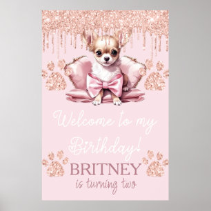 Poster Chihuahua Chien avec Parties scintillant fête d'an