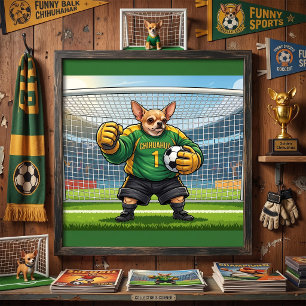 Poster Chihuahua Chien Drôle Gardien de but de Football