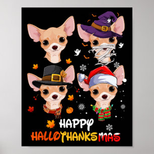 Poster Chihuahua Chien Hallothanksmas Halloween Thanksgiv