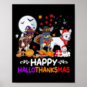 Poster Chihuahua Chien Noël Joyeux Hallothankmas Merci