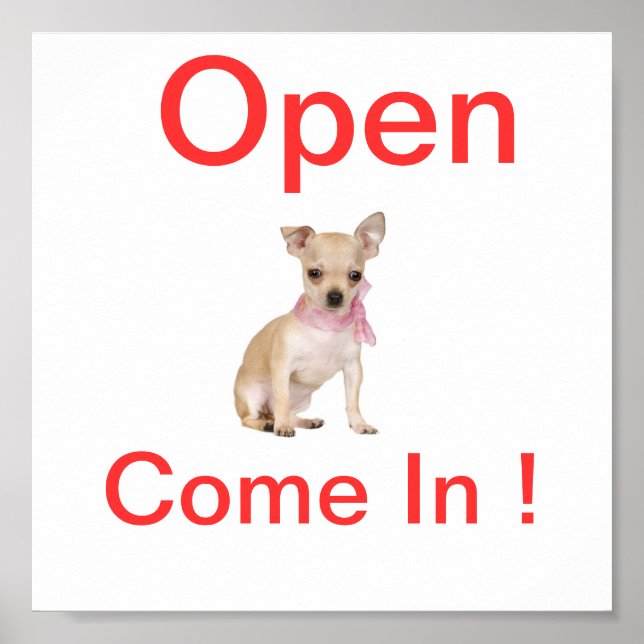 Poster Chihuahua Chien Open Sign (Devant)
