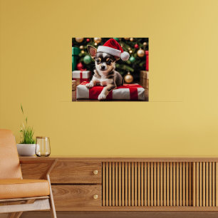 Poster Chihuahua chiot de Noël