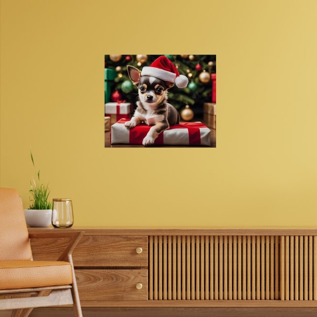 Poster Chihuahua chiot de Noël (Salon 2)