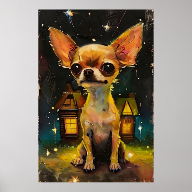 Poster Chihuahua Chiuppy dans une maison confortable (Devant)