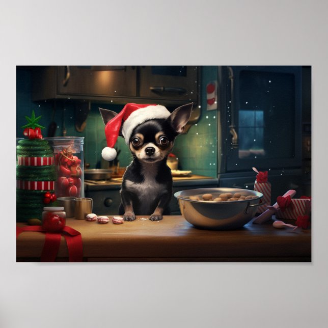 Poster Chihuahua Christmas Cookies Holiday (Devant)