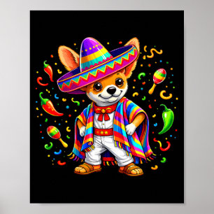 Poster Chihuahua drôle chien sombrero mexicain cinco de m