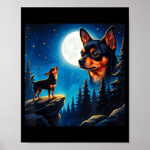 Poster Chihuahua drôle hurlant à la lune amoureux de chie