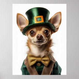Poster Chihuahua habillé Leprechaun Saint Patrick