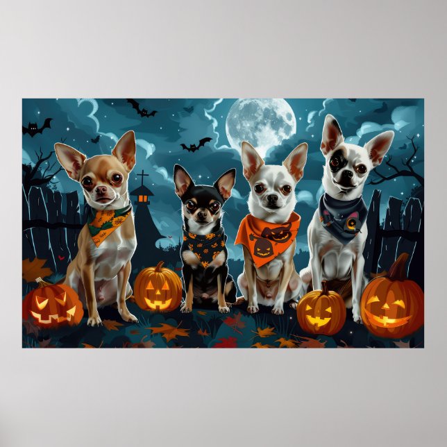 Poster Chihuahua Halloween Épouvantable (Devant)
