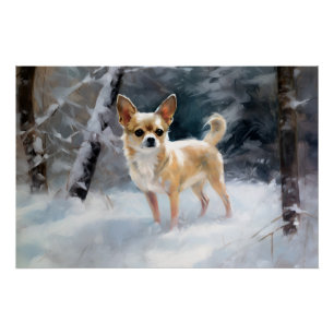 Poster Chihuahua Laissez tomber la neige de Noël