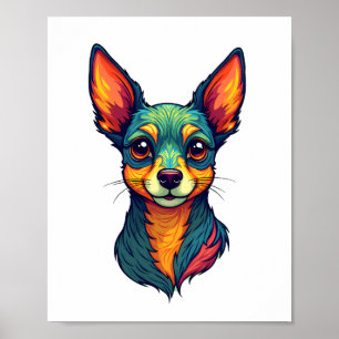 Poster Chihuahua Peinture Abstraite Couleur Chien Mign