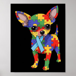 Poster Chihuahua Puzzle Sensibilisation sur l'autisme Fem
