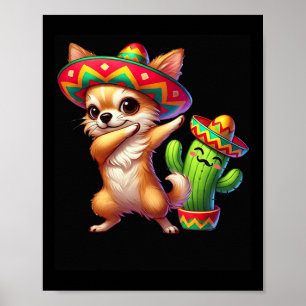 Poster Chihuahua Sombrero Cinco De Mayo Cactus Mexicains 