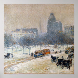 Poster Childe Hassam, hiver en Carré de l'Union