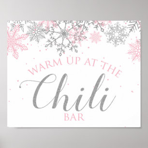 Poster Chili Bar Rose Argent Flocons de Neige Winter Oned