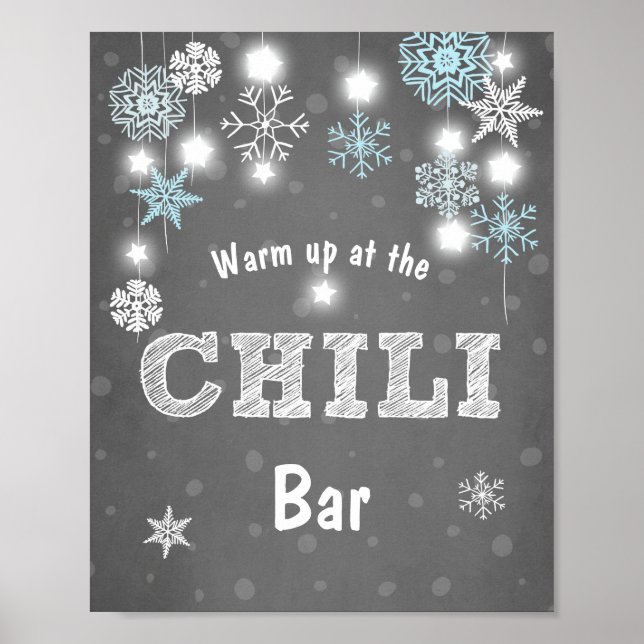 Poster Chili Bar signe Blue Winter snowflakes Chilly Boy (Devant)