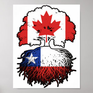 Poster Chili Chilien Canada Drapeau des racines d'arbres
