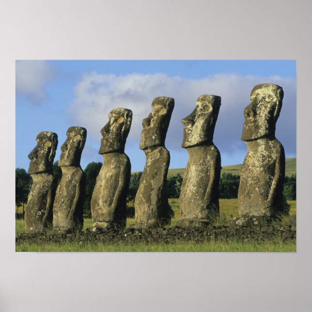 Poster Chili, Île de Pâques, Rapa Nui, Ahu Akivi (Devant)