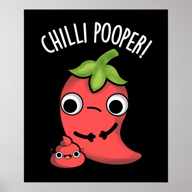 Poster Chili Poooper Funny Pepper Pun Dark BG (Devant)