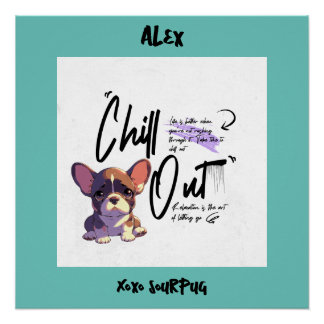 Poster Chill out motivation citation rose turquoise aquar