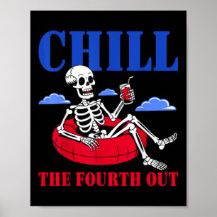 Poster Chill Out Quatrième Skeleton Usa Patriotique 4ème 