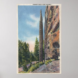 Poster Chimney Rock sur Cody Highway, Montana View