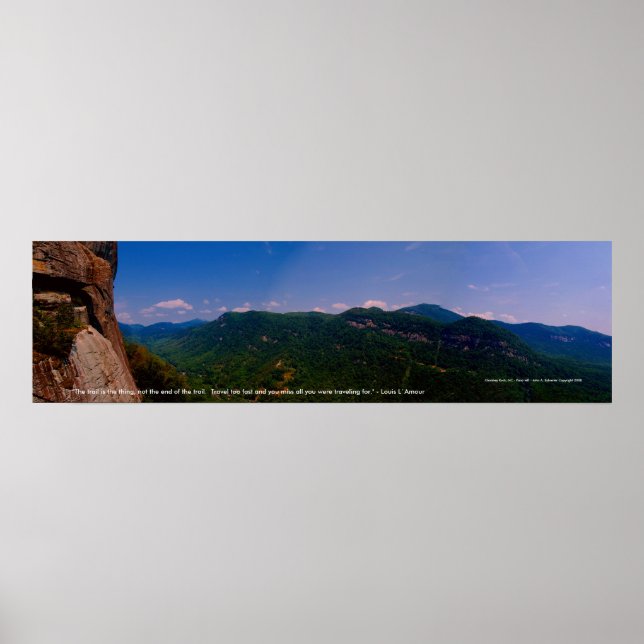 Poster chimneyrock pano a quitté, "Le sentier est la chos (Devant)