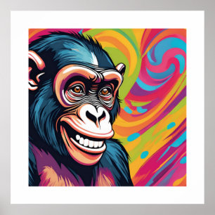 Poster Chimpanzé fou mignon
