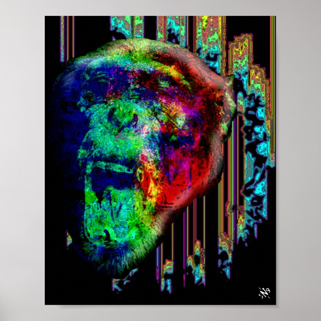 Poster Chimpanzé psychédélique v1 (Devant)