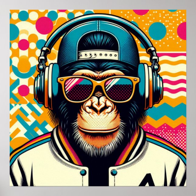 POSTER CHIMPANZEE POP-ART (Devant)