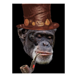 Poster Chimpanzee steampunk style