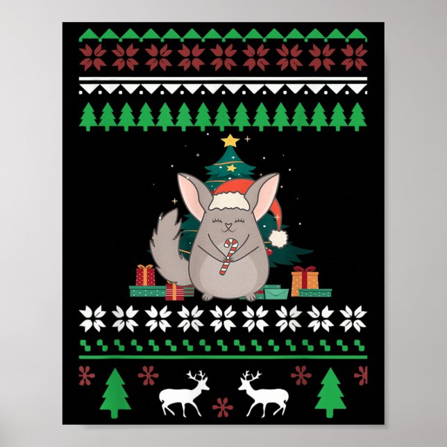 Poster Chinchilla Funny Pet Ugly Christmas Funny Citation (Devant)