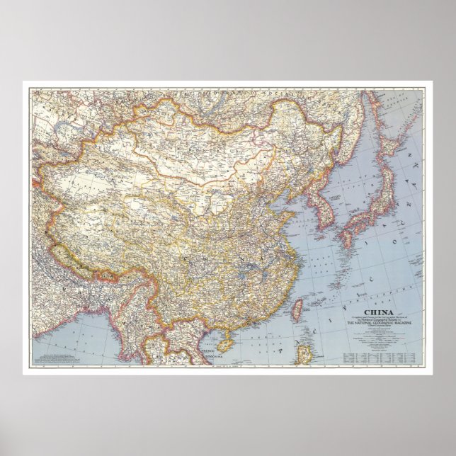 Poster " Chine : 1945 - Carte détaillée ... (Devant)