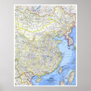 Poster " Chine : 1964 Carte détaillée