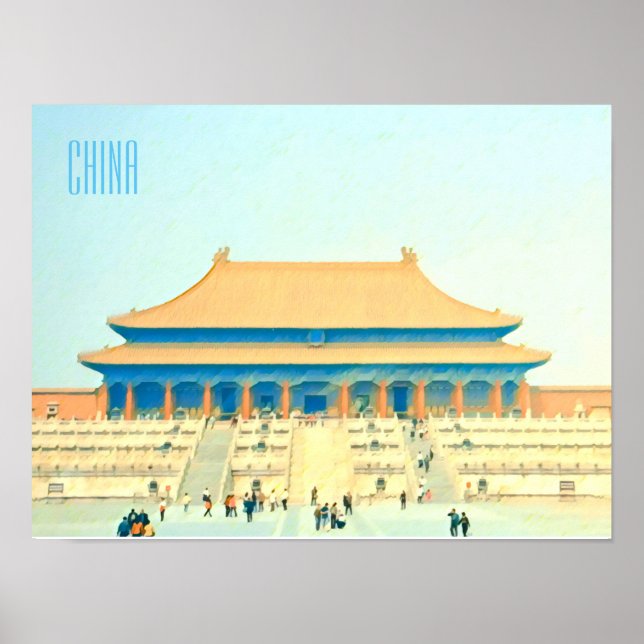 Poster Chine Cité interdite voyage vintage (Devant)