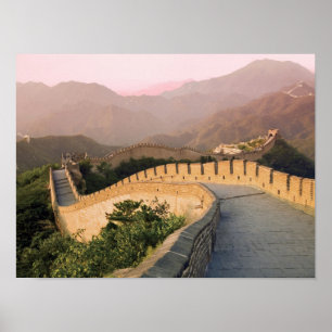 Poster Chine, Comté de Huairou, Coucher de soleil sur