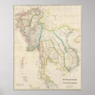 Poster Chine de Burmah, Siam et Cochin