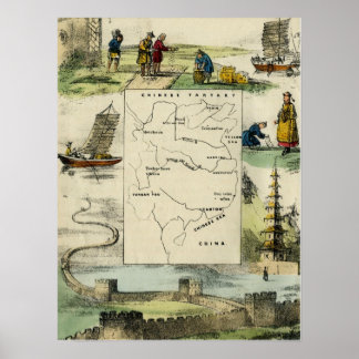 Poster CHINE ET LE PEUPLE CHINOIS c1840