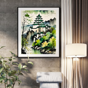 Poster "Chine majestueuse - Paysages et paysages urbains"