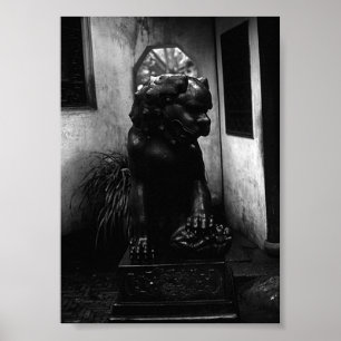 Poster Chine vintage statue de jardin de Shanghai Yuyuan