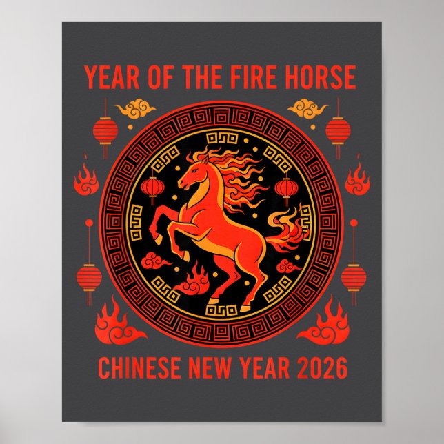 Poster Chinese New Year 2026 Year Of The Fire Horse  (Devant)