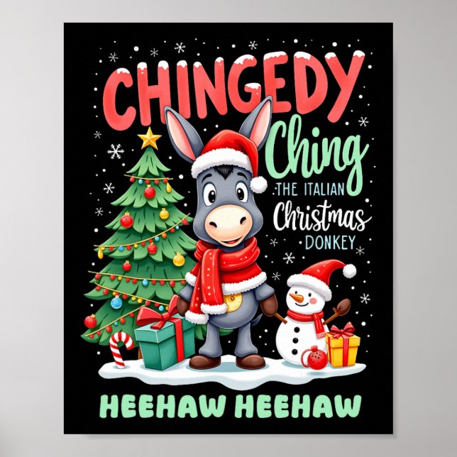 Poster Chingedy Ching L'Donkey De Noël Italien Heehaw (Devant)