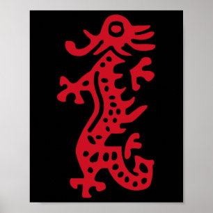 Poster Chinois Mah Jong Dragon Rouge Carrelage Mahjong Co