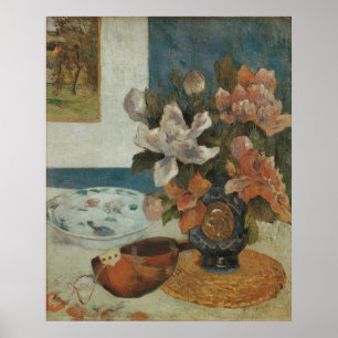 Poster Chinois Peonies et Mandoline par Paul Gauguin