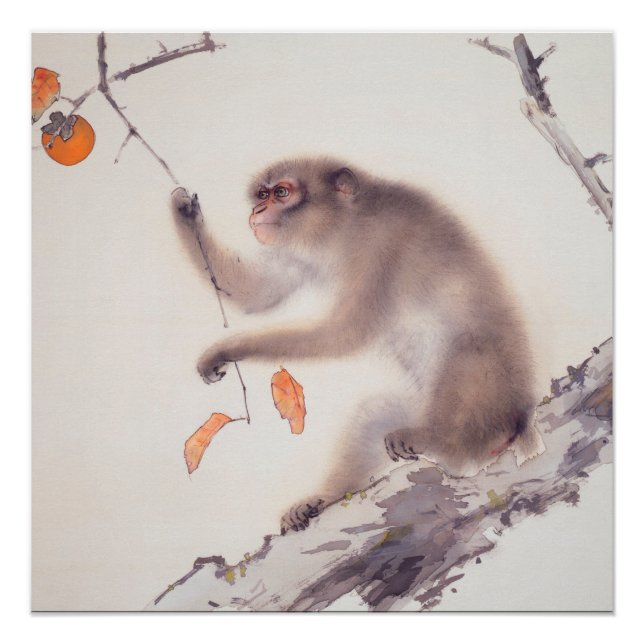 Poster chinois Zodiac Peinture japonaise de singe (Devant)