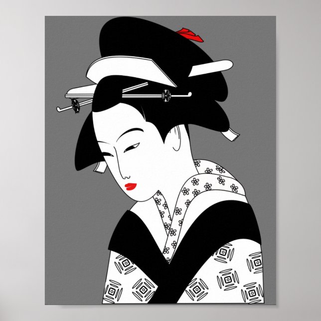 Poster chinoise geisha traditionnel (Devant)