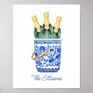 Poster Chinoiserie Aquarelle Sac à vin