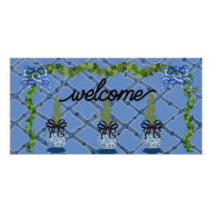 Poster Chinoiserie Blue Ginger Jars Topiary