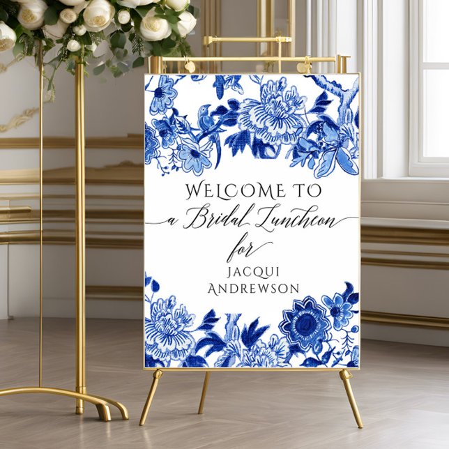Poster Chinoiserie Blue White Bridal Luncheon Bienvenue (Créateur téléchargé)