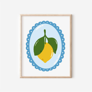 Poster Chinoiserie Citron et Cadre ovale Coquette Art